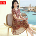 Váy voan trung niên và ngắn tay nữ 40-50 tuổi 60 mẹ mùa hè đầm gạc váy hoa Một chiếc váy dài chữ - Quần áo của mẹ quần áo tuổi trung niên Quần áo của mẹ