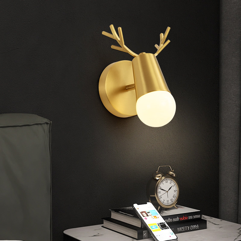 Deer Corner Wall Lamp Nordic Living Room Light TV Background Wall Headboard Creative Personality Wall Light Decorations Brief Wall Lamp