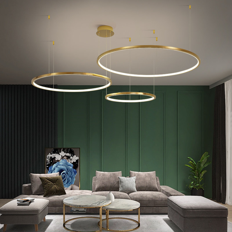 Chandelia Living-room Lamp Art Stainless Steel Electroplating Hall Light Bedroom Lamp Modern Minima Round Dining Hall Nordic Luminaire