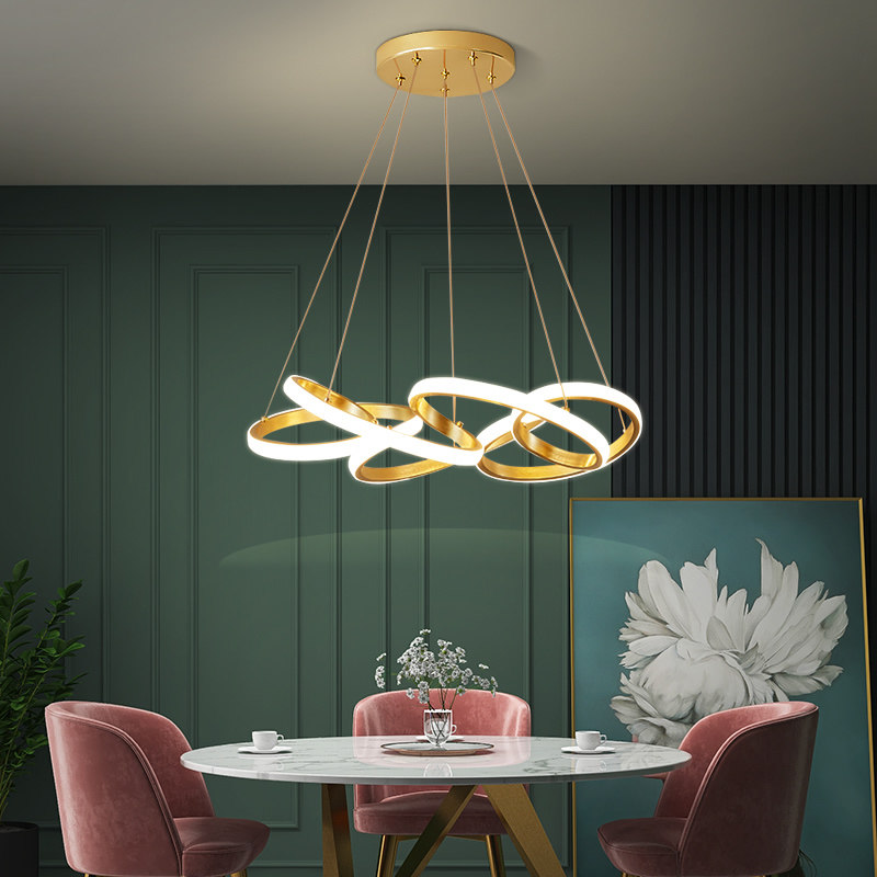 Dining Room Chandelia Minimalist Modern Atmosphere Golden Light Lavish Bedroom Creative Personality Nordic Dining Room Bar LED Lamp