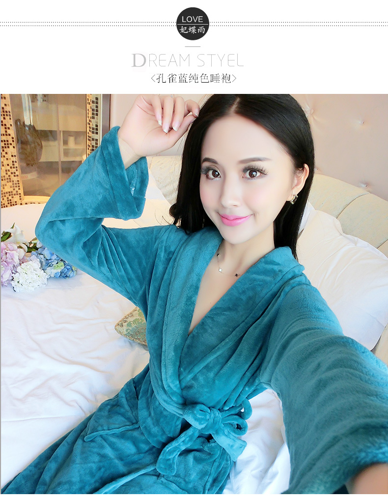 Áo ngủ mùa đông nữ flannel áo choàng tắm đồ ngủ dày cộng với áo choàng dài đôi áo choàng san hô lông cừu kích thước lớn dịch vụ nhà đồ ngủ phi bóng