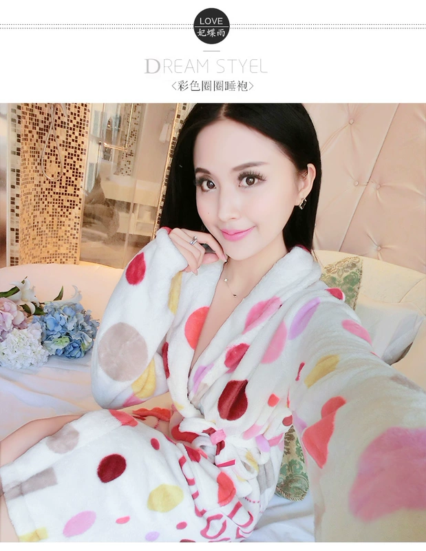 Áo ngủ mùa đông nữ flannel áo choàng tắm đồ ngủ dày cộng với áo choàng dài đôi áo choàng san hô lông cừu kích thước lớn dịch vụ nhà