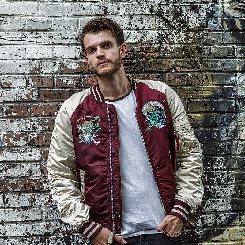 American ALPHA Alpha Industries Limited Edition Souvenir Shinto Embroidered Flight Jacket MA1 Yokosuka Jacket