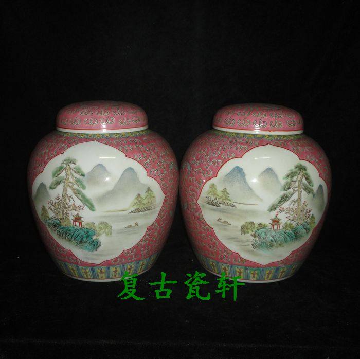 Jingdezhen Cultural Leather Factory Porcelain Pastel Hand Drawing Red Open Windows and Water 10 inch Baby Pearl Can Rich
