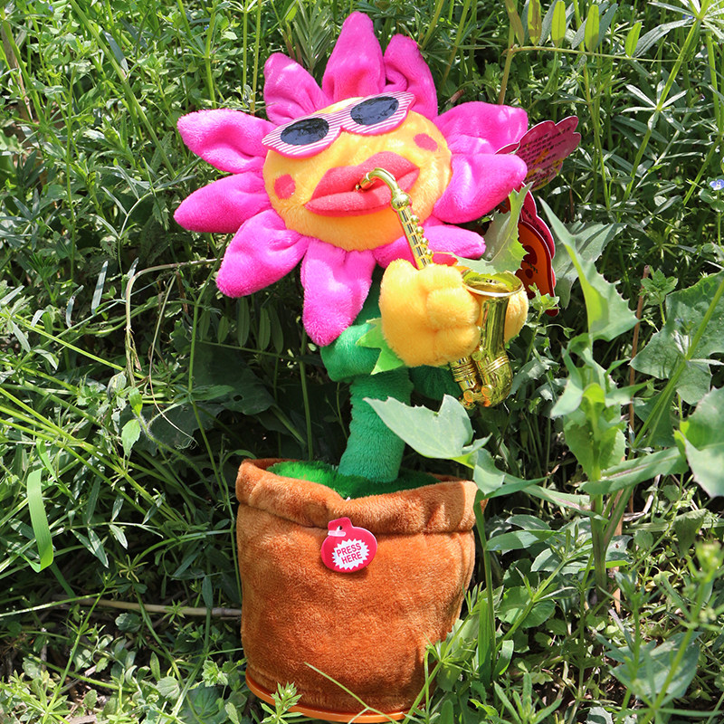 Sunflower Will Sing And Dance Blow Saxophone Electric Sunflower Plush Net Red Toy Demonetisation Flowers Creative Co