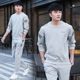 Middle-aged and elderly sports suits men's summer long-sleeved loose men's sports casual wear spring and autumn round neck sweatshirt suits