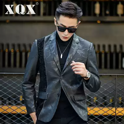 Leather men's leather jacket slim handsome suit thin casual Haining autumn and winter men's leather suit trend
