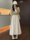 White Knitted Glutinous Rice Flower Skirt for Women, Autumn 2025 New Style, High-Waisted Mid-Length A-Line Umbrella Skirt for Petite Figures