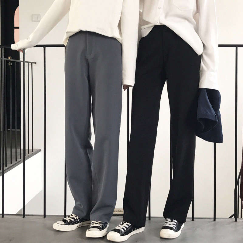 Broadlegged Pants Woman Spring Autumn Winter High Waist Pituitary Straight Drum Small Sub Black Conspicuously Slim 100 Lap Casual Pants Suit Tug Pants