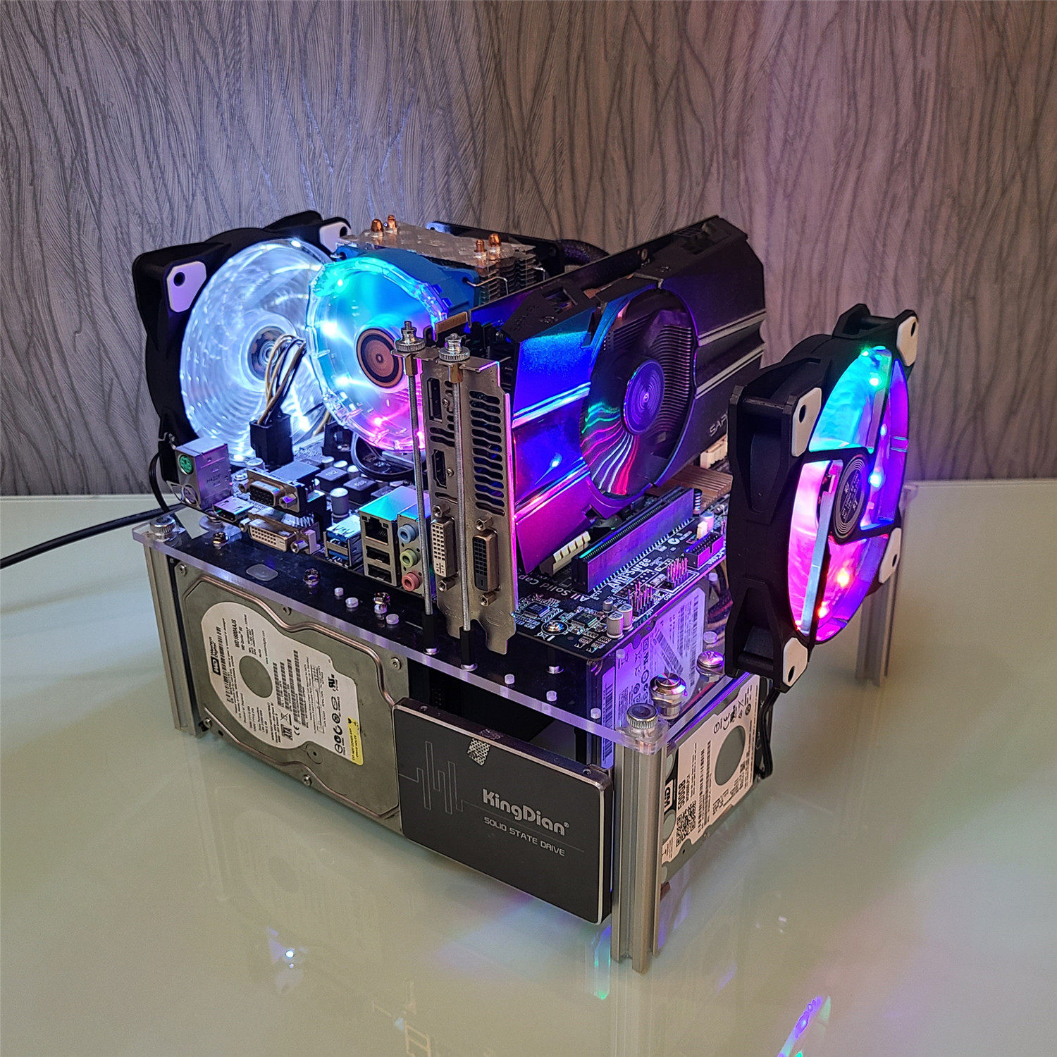 Desktop computer case Open MAITX transparent acrylic glass DIY minimalist motherboard bracket Lower power supply