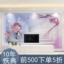 3d8d TV background film and television wall paper Simple modern living room atmosphere wall cloth 5d three-dimensional mural wallpaper wall cloth