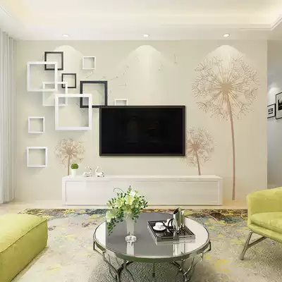 TV background wall wallpaper minimalist modern living room decoration film and television Wall 3d seamless mural wall cloth bedroom dandelion