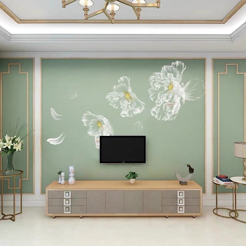 Living room TV background wall wallpaper new high-end wall covering 3d5d8d three-dimensional simple modern atmosphere mural wallpaper