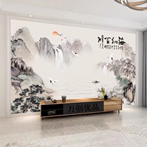 Modern new Chinese TV background wall Ink artistic conception landscape landscape wallpaper film and television Wall wallpaper murals living room wall cloth 3d