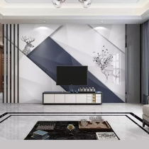 8d Nordic elk TV background wall wallpaper three-dimensional atmospheric film and television Wall fashion simple modern mural wall cloth