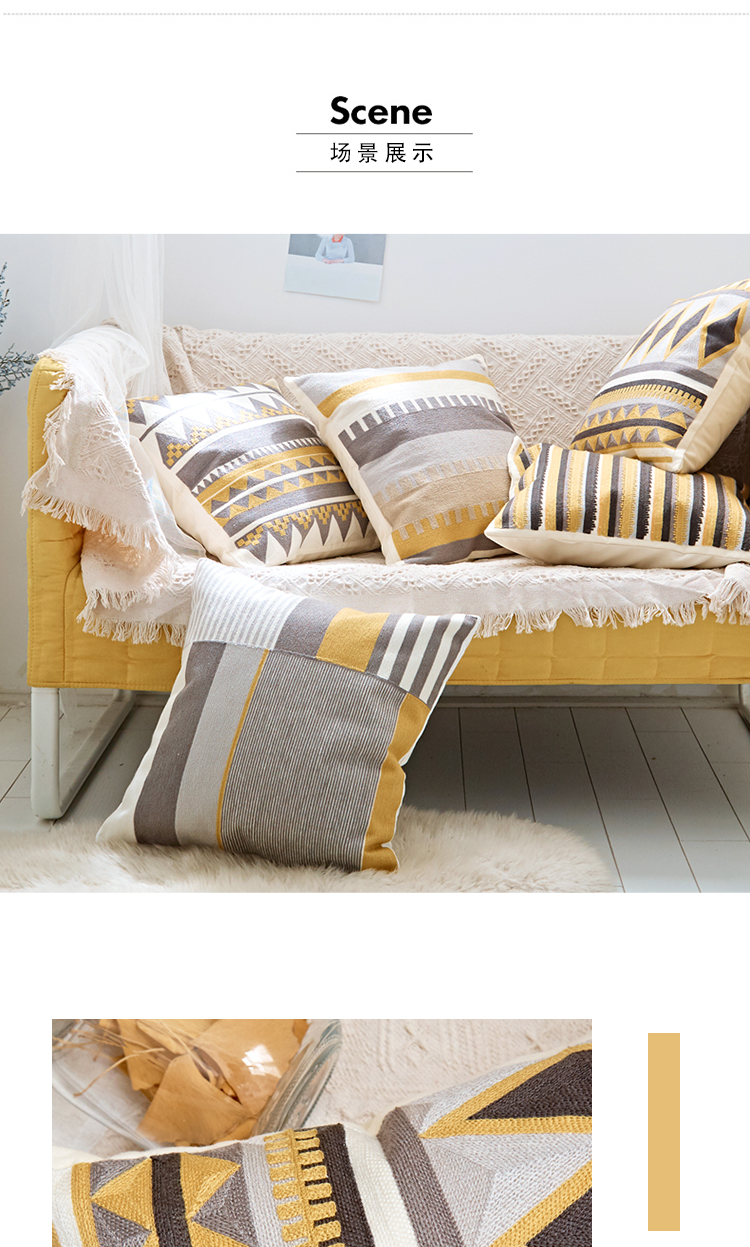 Phong cách Bắc Âu nhà vải cotton thêu loạt thêu vải gối cửa sổ gối trang trí gối gối đệm - Trở lại đệm / Bolsters gối tựa lưng sofa