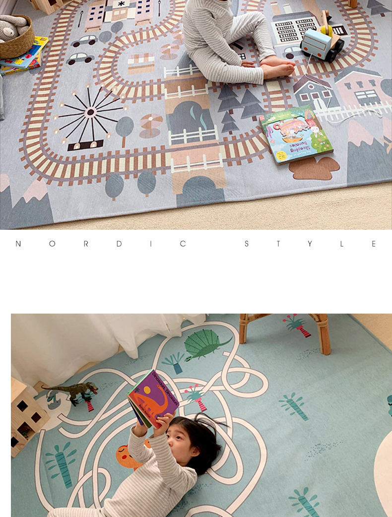 Phim hoạt hình Bắc Âu mat cửa ra vào mat ghế sofa bàn cà phê đệm đầy đầu giường pad trẻ em leo mat ẩm xuống - Thảm sàn thảm nhựa chống trượt