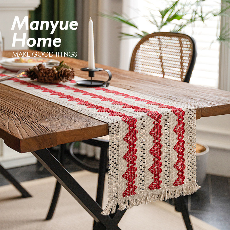 Cranberry Family Law Style Teenage Girl Hearts Cotton Linen Table Flag Party Decorative Weave Flow Su Thermal Insulation Table Mat Photo Background Cloth