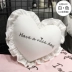 satin in bông đơn giản 40S ngọt chúa xù thấp khớp thư thêu hình trái tim gối đệm rửa - Trở lại đệm / Bolsters gối vuông trang trí Trở lại đệm / Bolsters