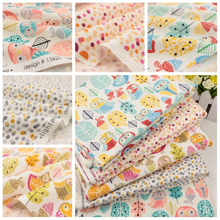 Robert Kaufman Kaufman printed cotton handmade DIY fabric owl one-eighth yard cut