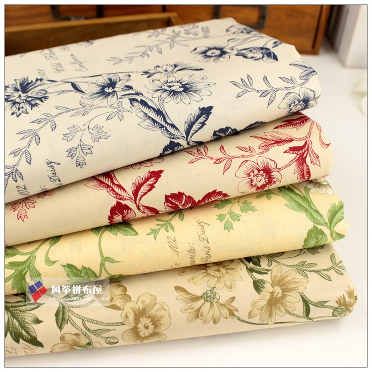 Japan imports pure cotton fabric with wheel yuwa produces court wind plant floral fabric for a quarter yard to cut
