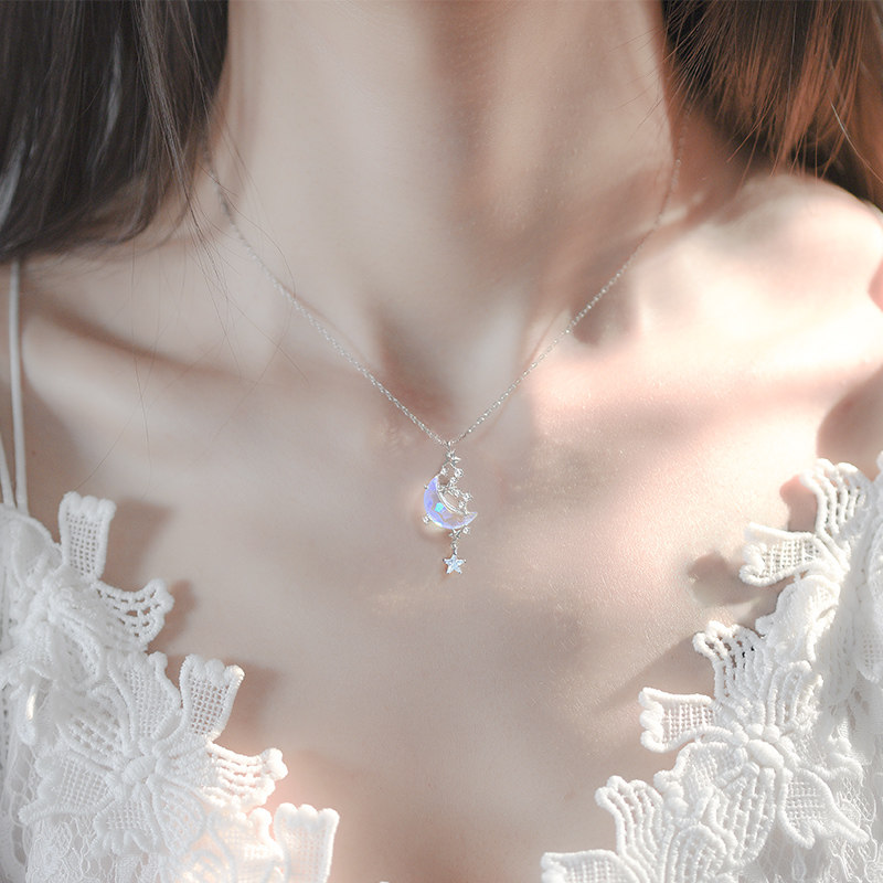 Moon Splash Star River Necklace Women's Pure Silver Light Extravagant Design Sensation Senior 2022 New Birthday Gift To Girlfriend