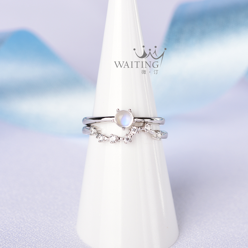 Moonlight Stone Ring Women Stack Wear Ring Pure Silver Girlfriends Forefinger Constellation Ins Tide Niche Design Day Ensemble Light Extravagant