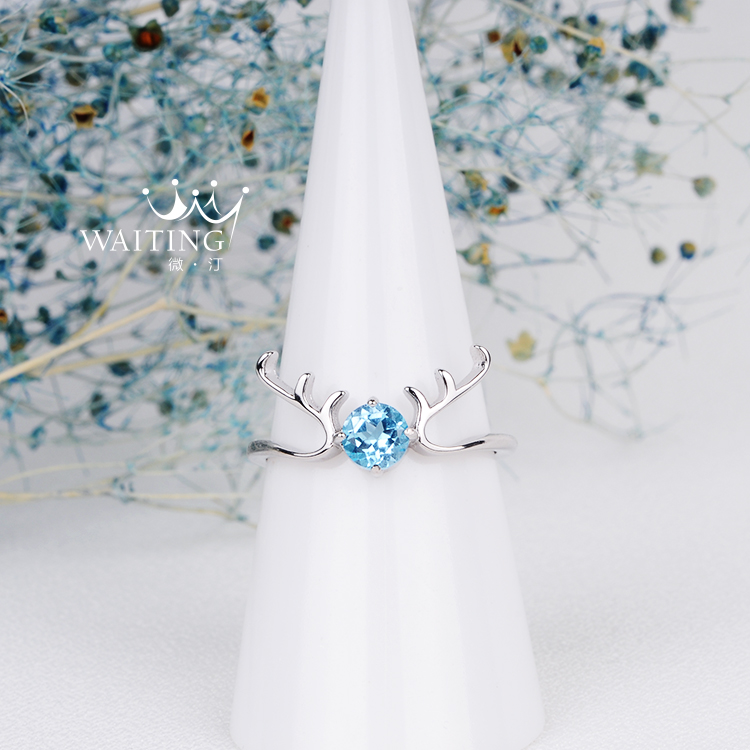 Chờ đợi một con nai có tự nhiên của bạn topaz 925 bạc hươu hươu vòng món quà năm mới cho bạn gái bạn gái