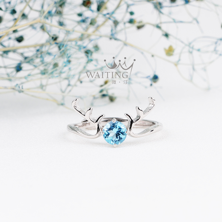 Chờ đợi một con nai có tự nhiên của bạn topaz 925 bạc hươu hươu vòng món quà năm mới cho bạn gái bạn gái