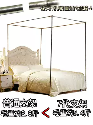 2021 stainless steel floor-to-ceiling mosquito net thickened palace lace square top bracket three doors 1 5 1 8 meters bed