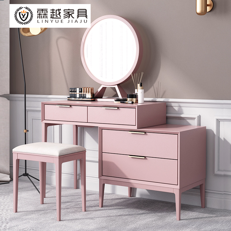 Italian Minimalist Light Lavish Makeup Desk Bedroom Versatile Clammy With Mirror American Postmodern Minimalist High-end Makeup Desk