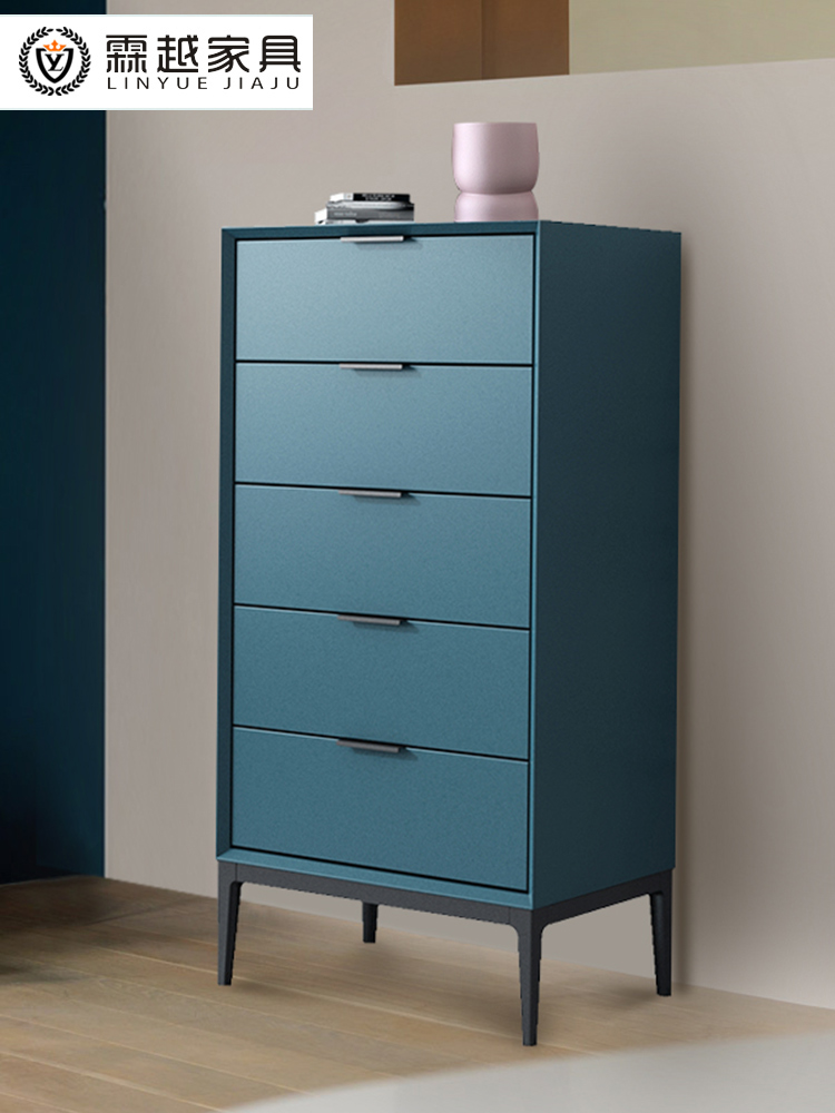 Nordic solid wood four chest of drawers Italian minimalist bedroom receiving cabinet Retro simple light luxury living room receiving cabinet side cabinet