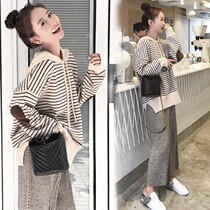 2021 new womens temperament Fashion Net red ocean air wide leg pants sweater knitted sweater two-piece set autumn and winter