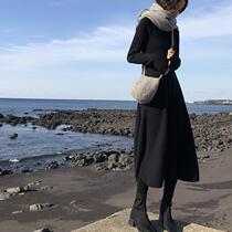 2021 new womens coat with a base long knitted sweater over the knee long skirt jumpsuit autumn and winter thickened
