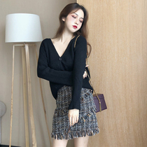 2021 early autumn clothes New early autumn womens tide Net red sweater half skirt small fragrant style two-piece suit