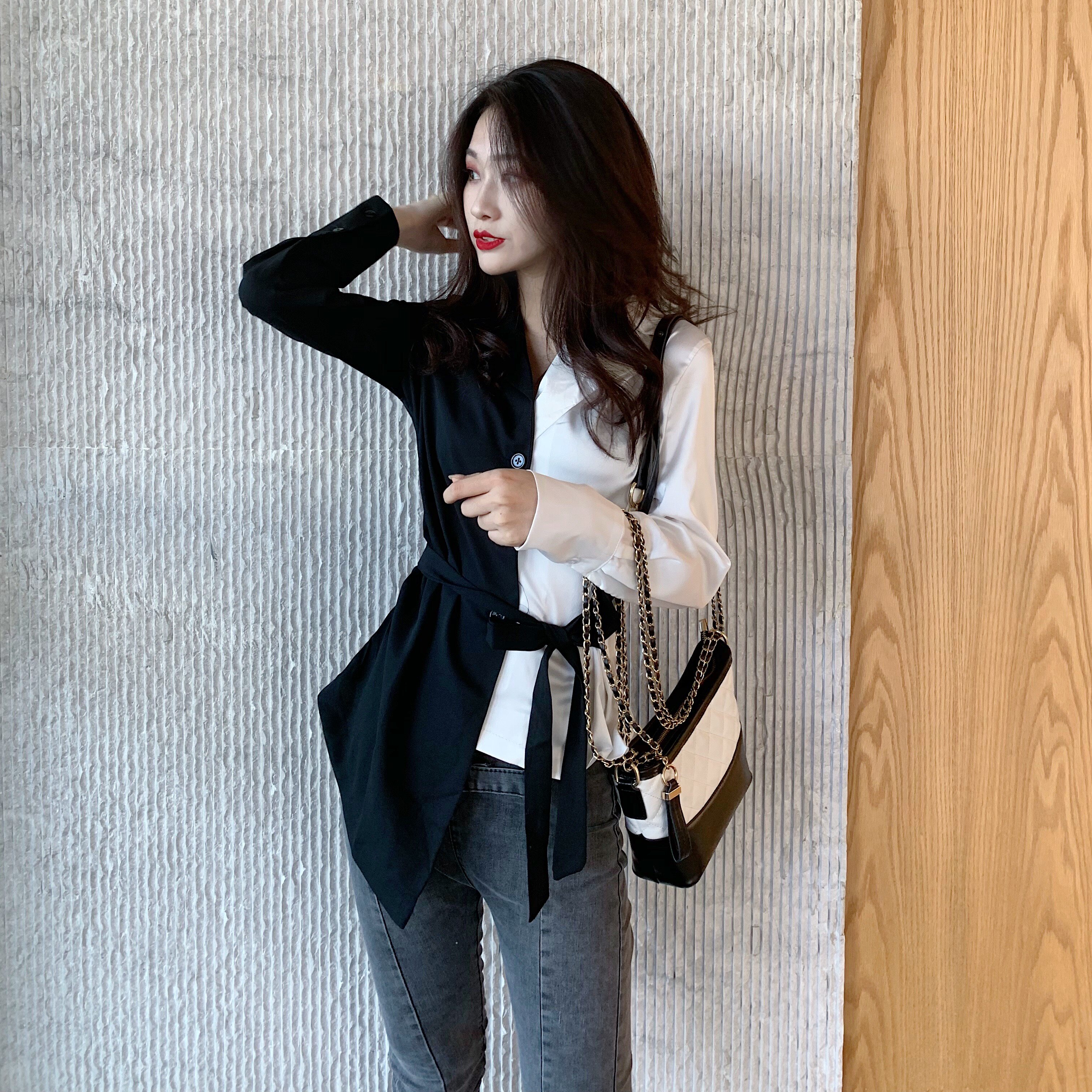 Irregular Hit color stitching Frenum Scheming jacket design Feeling Autumn Western style shirt Base coat spring clothesin the Women's clothing/Boutique , Shirt  category - from Buy2taobao.com to provide professional Taobao agent buy service
