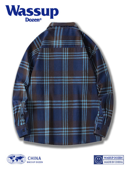 Wassup Dozen Plaid Shirt Jacket Men's Long-Sleeved 2025 New Striped Loose Casual Youthful Shirt
