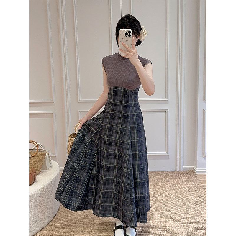Domylilz Chestnut | Sweet Patchwork Lace-Up Plaid A-Line Dress with Pinch Waist and Weight-Reducing Skirt Domylilz Chestnut | Sweet Patchwork Lace-Up Plaid A-Line Dress with Pinch Waist and Weight-Reducing Skirt