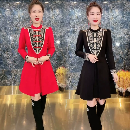 Ципао, зимняя юбка, оберег на день рождения, платье, популярно в интернете, большой размер, по фигуре, китайский стиль, год кролика