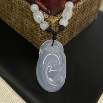 Natural ice species chalcedony pendant mens and womens wishful jade pendant