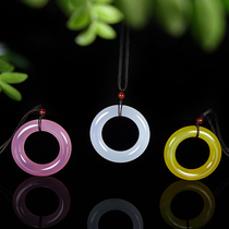 Natural A cargo ice species chalcedony safety buckle ring drop Huaigu peace ring men and women Jade agate pendant jade pendant