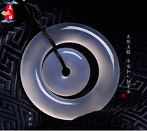 Chalcedony agate buckle ring drop Huaigu peace ring men and women reunion round jade pendant ring jade pendant ring