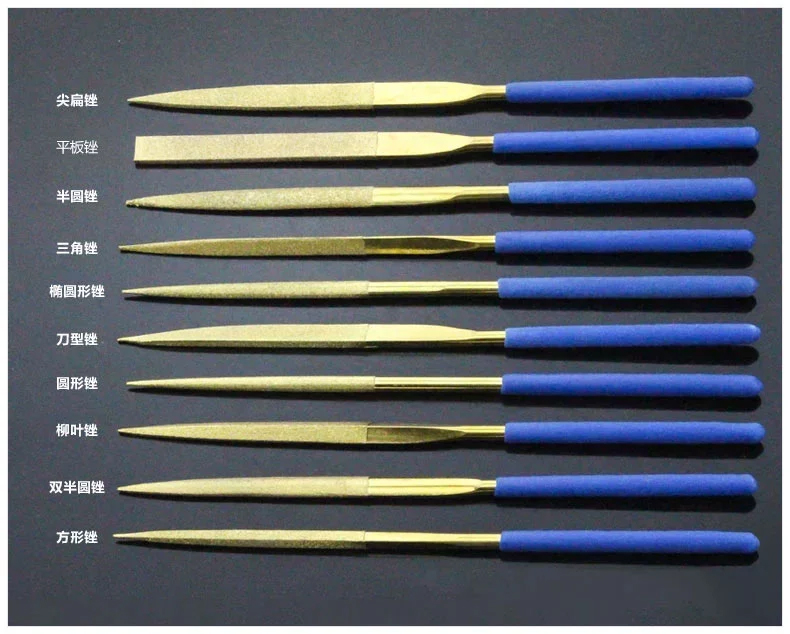 Emery file, titanium-plated diamond file, flat round, oblique triangle file set, metal abrasive shaping
