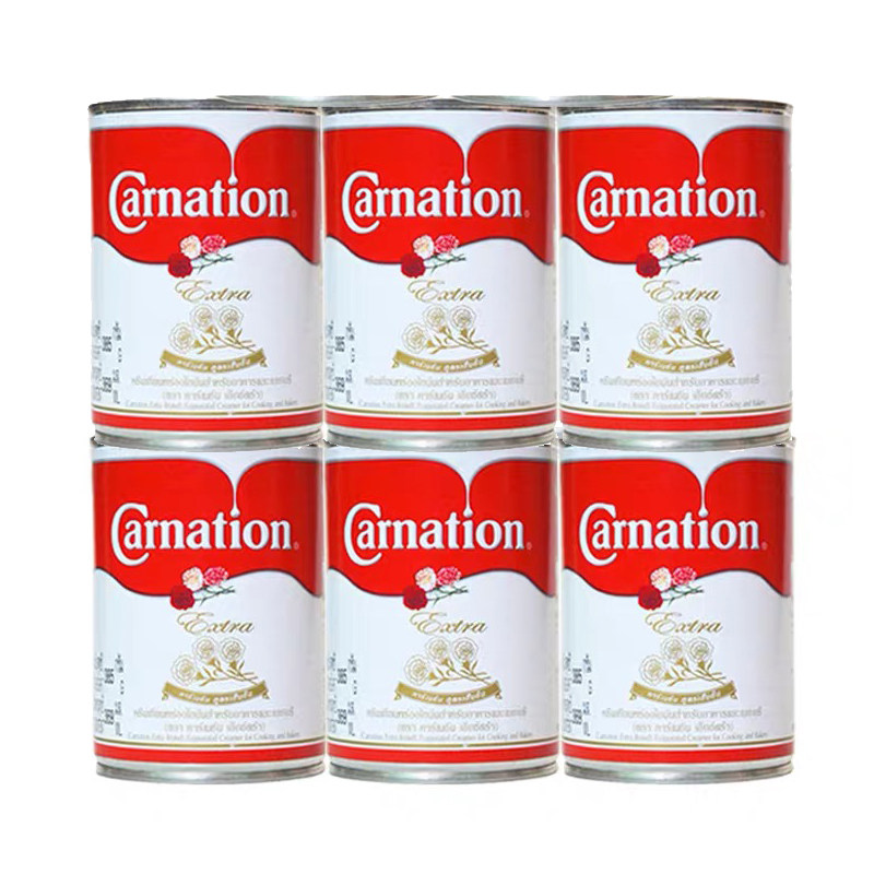 New packaging (6 cans) Thai carnation triple flower light milk 385 gr Thai-style milk tea coffee baking raw material