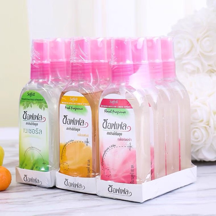 (Pat 3 Fat 4) Thai soffell mosquito repellent 80ml Rose scents orange citrus fruity mosquito repellent