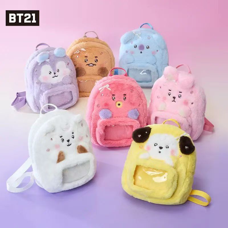 Bt21 Bts Kim Taehyung Jung Hyun-Seok Kim Seok-Jin Pain Bag Backpack Plush Storage Travel Backpack for Women