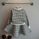 Girls' Western style suit 2022 spring and autumn new children's houndstooth knitted suit baby cardigan sweater skirt suit