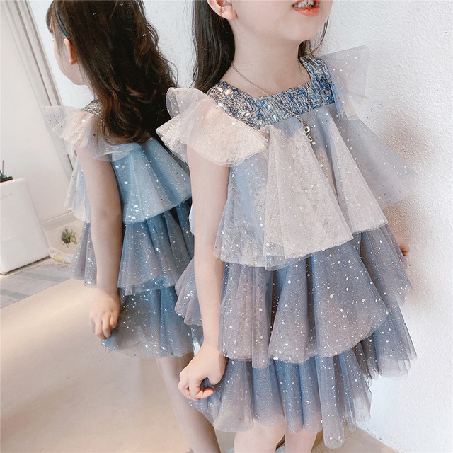 Girls' Western-style cake skirt 2021 summer new Korean version baby mesh princess skirt little girl shows clothes