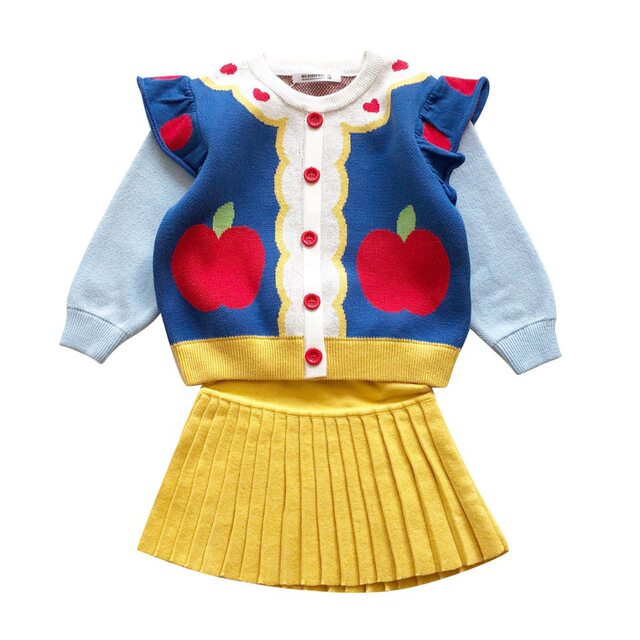 Snow White suit autumn and winter new girl's foreign style knitted sweater pleated skirt two-piece baby girl sweater autumn clothes