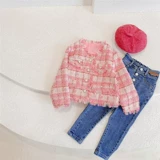 Осенняя детская короткая куртка, в стиле Шанель, в корейском стиле, в западном стиле